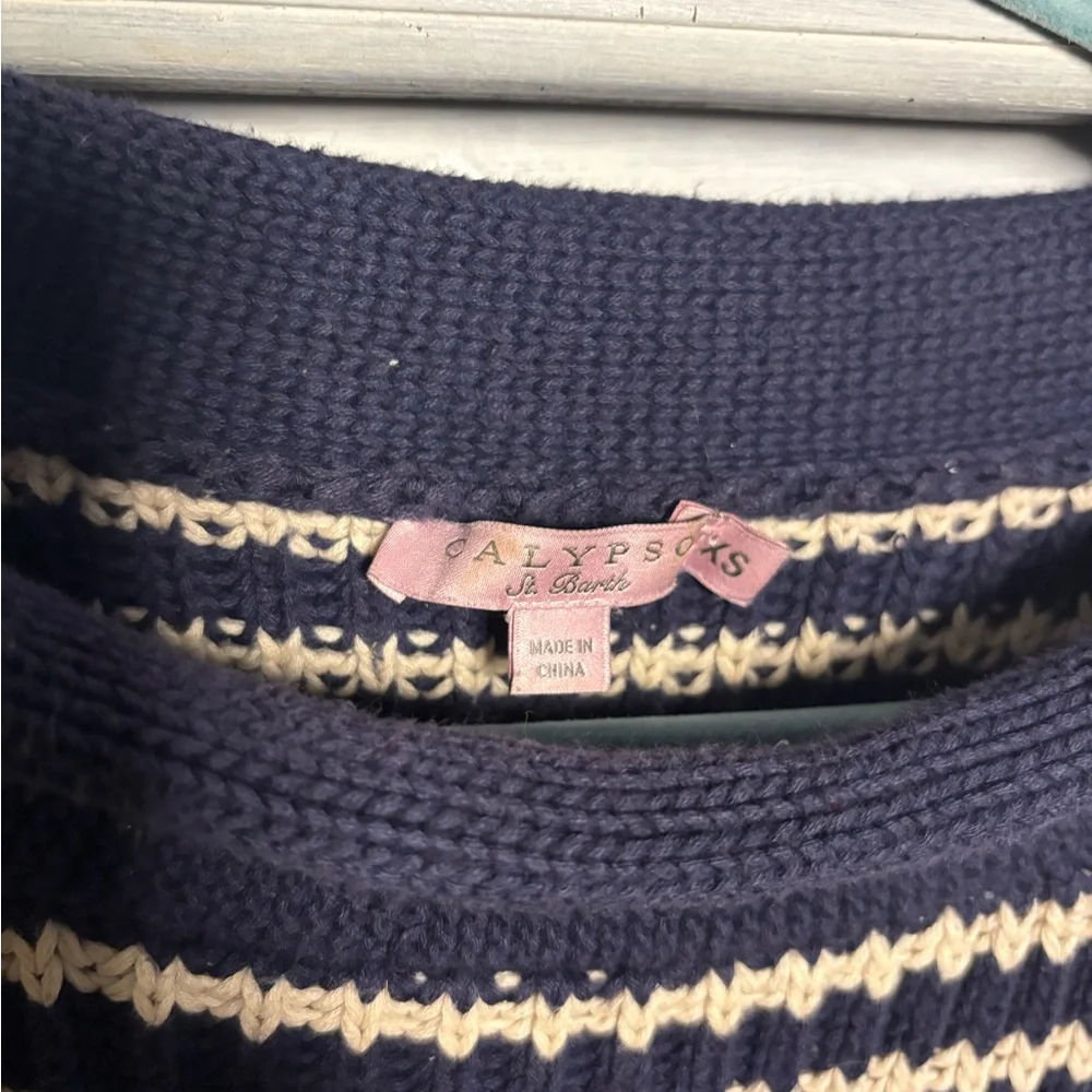 Calypso St Barth Chunky Knit Rolled‎ Neck Sweater Preppy Nautical Quiet Luxury